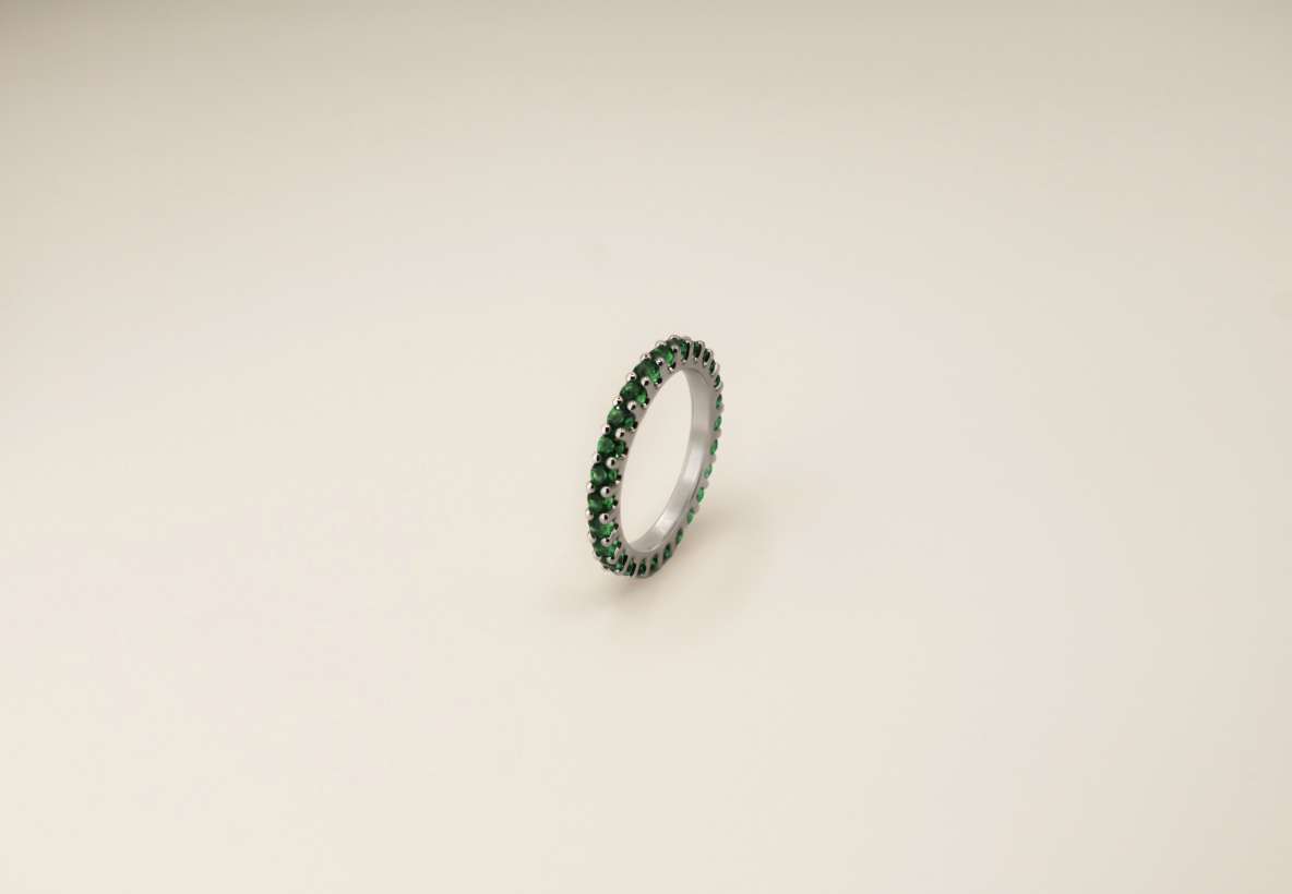 TINA RING GRÜN UND SILBER