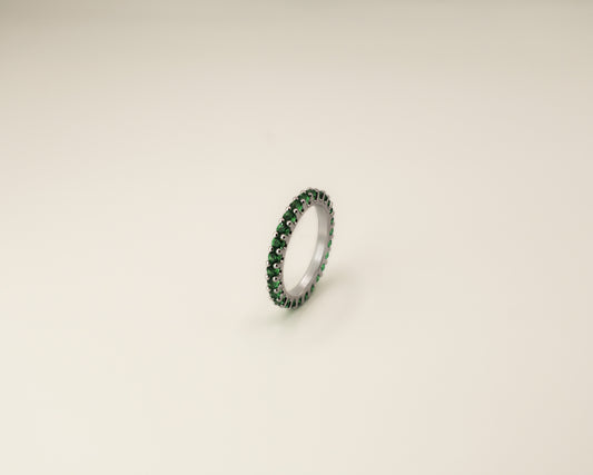 TINA RING GREEN AND SILVER